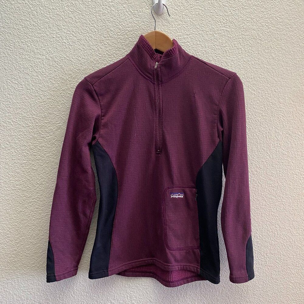 VTG Y2K Patagonia R1 Pullover 1/4 Zip Shirt Top XS Extra Small Purple Black